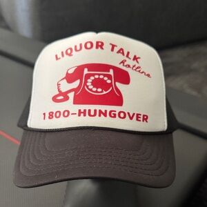 OTTO Black and White Trucker Hat with Red Print